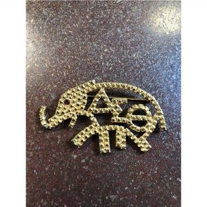 Gold Ruby Eye Elephant Brooch